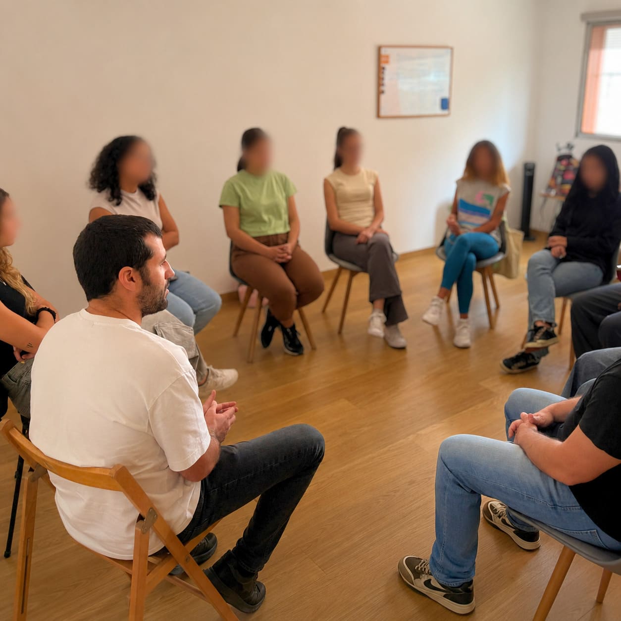 Psicólogo impartiendo un taller de mindfulness y gestión del estrés
